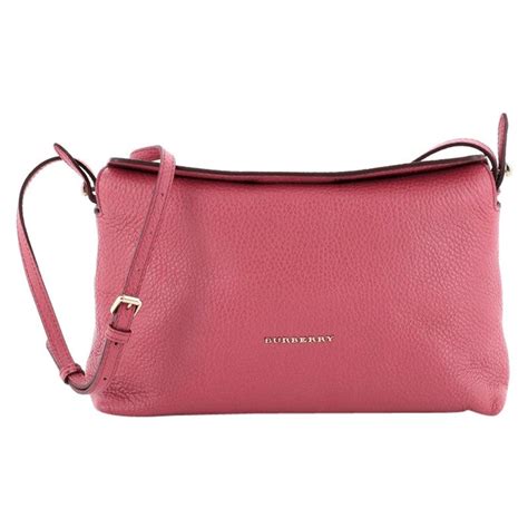 Burberry Leah Crossbody Bag Pebbled Leather Small Pink 